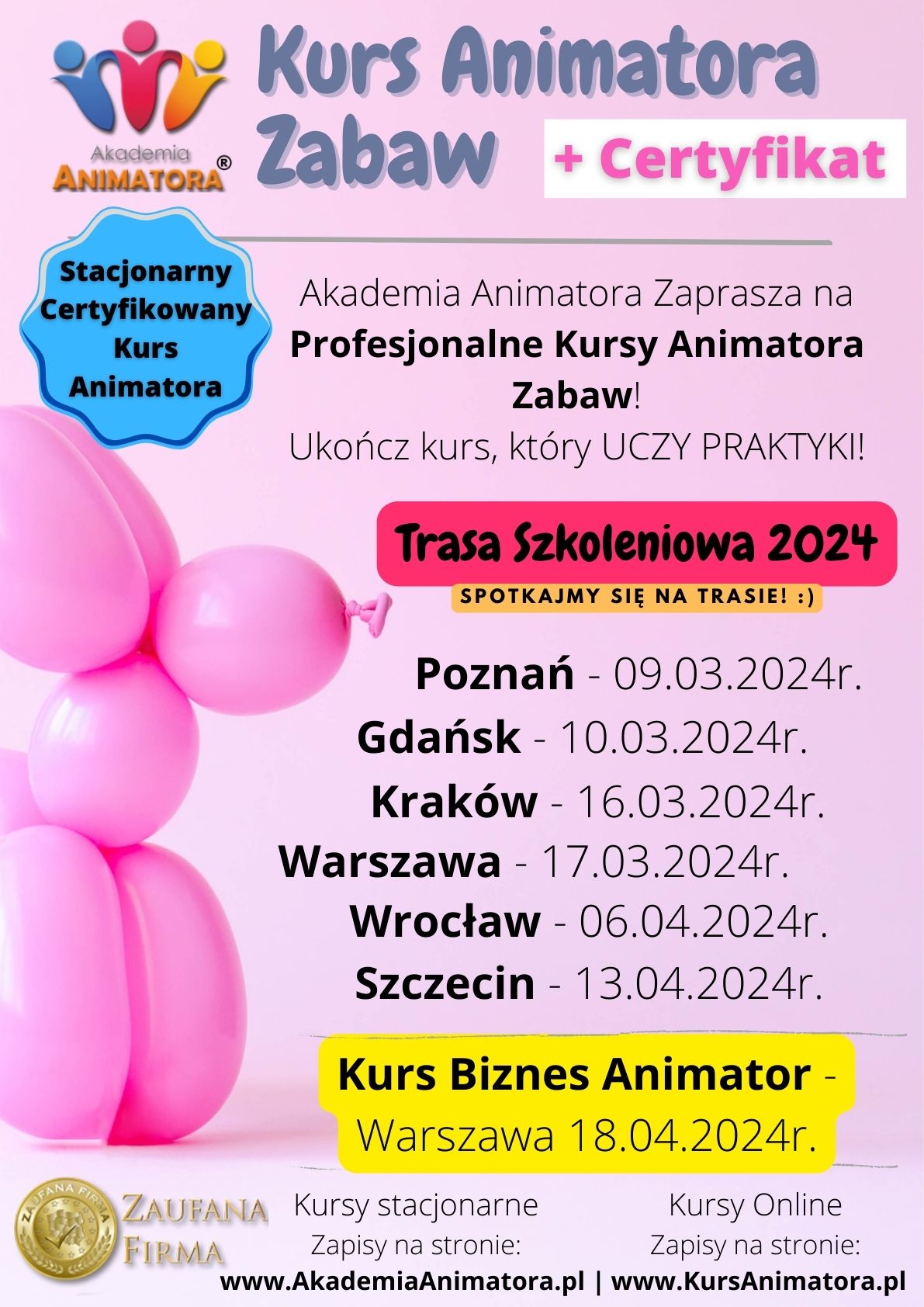 Kurs Animatora 2024 - AkademiaAnimatora.pl